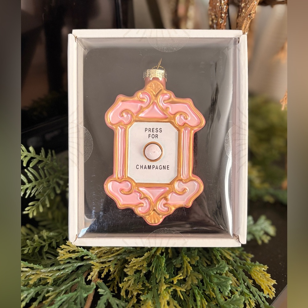 Glass Press for Champagne Pink and Gold Holiday Ornament ✨🍾